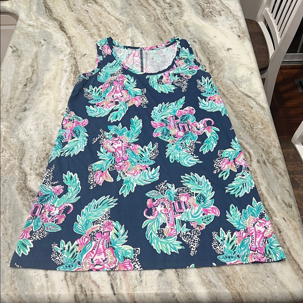 Lilly Pulitzer Raylee dress peanut gallery (elephant)print size large. Like new